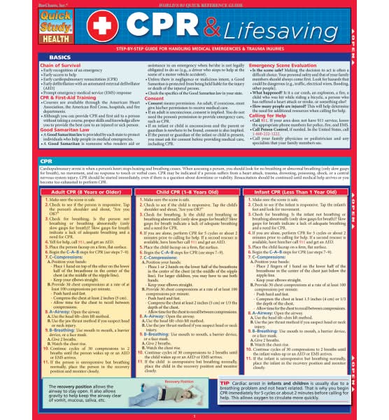 QuickStudy Guide, CPR & Lifesaving