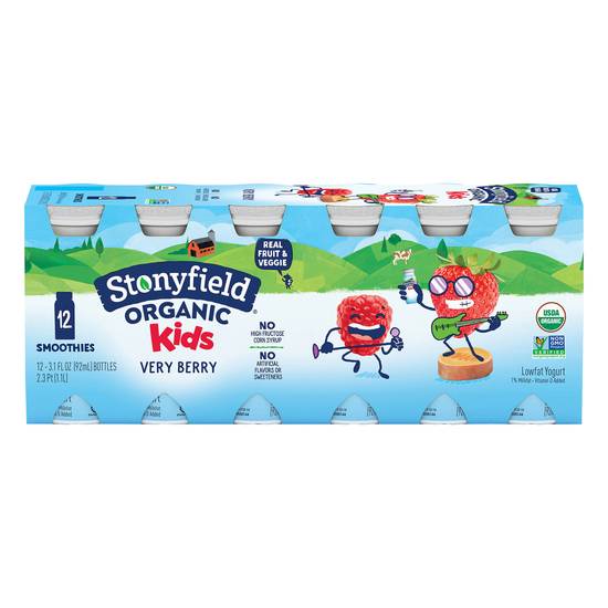 Stonyfield Organic Kids Very Berry Smoothies (12 ct, 3.1 fl oz)