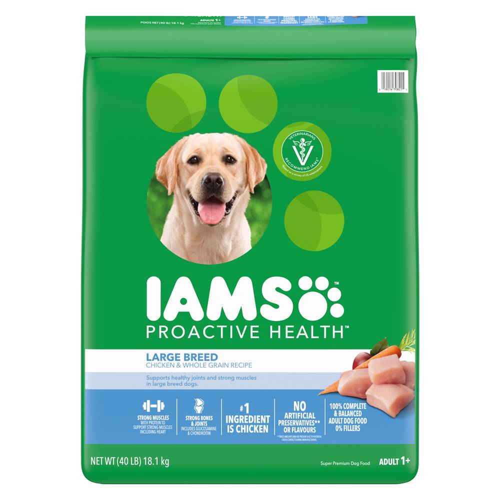 Iams Large Breed Chicken & Whole Grains Recipe Adult Dog Food (18.14 kg)