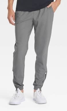 All In Motion Lightweight Tricot Jogger Pants, Men, L, Heathereded Black