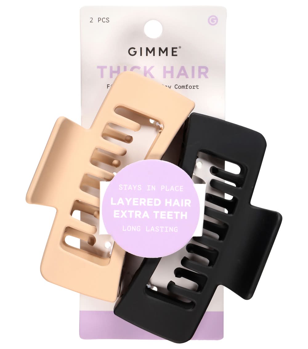 Gimme Beauty Hair Claw Clip With Extra Teeth, XL, Black-Tan (2 ct)