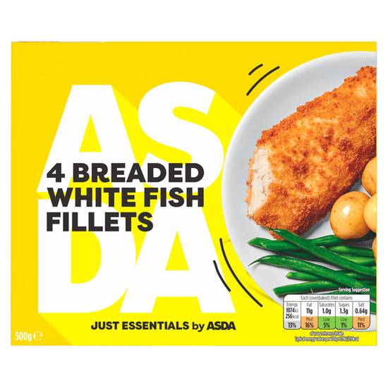ASDA Just Essentials 4 Breaded White Fish Fillets 500g