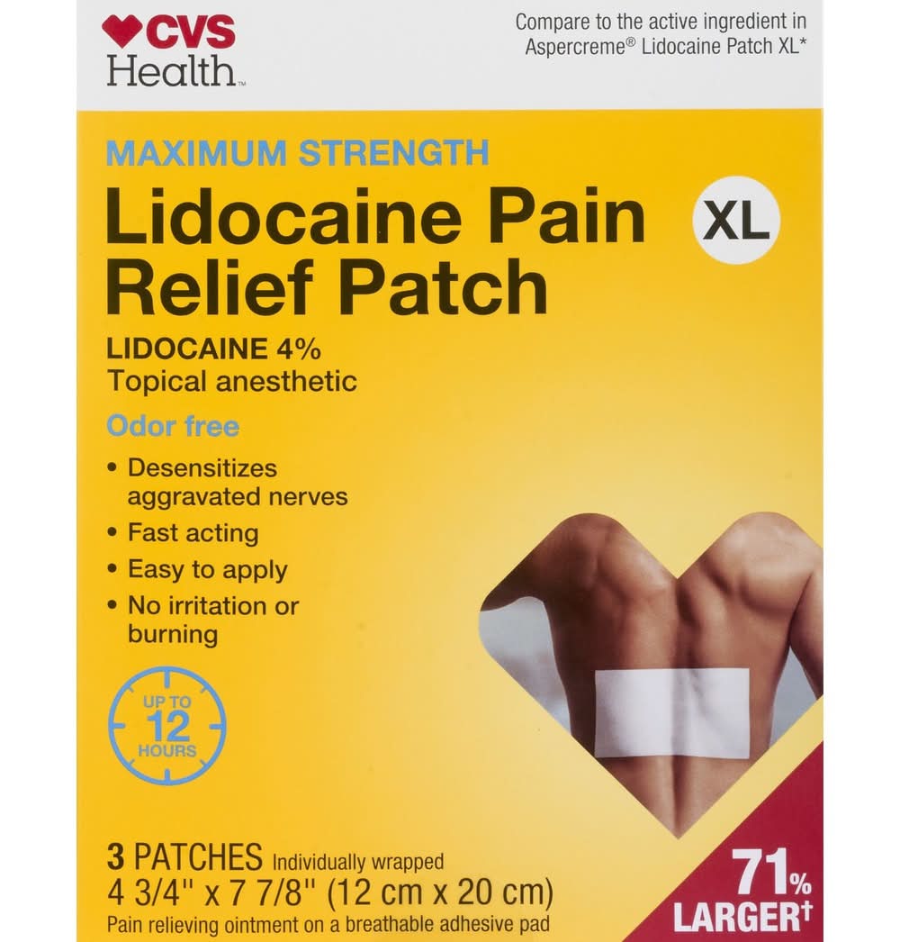 CVS Health Maximum Strength Lidocaine Pain Relief Patch, 4-3/4 x 7-7/8 in