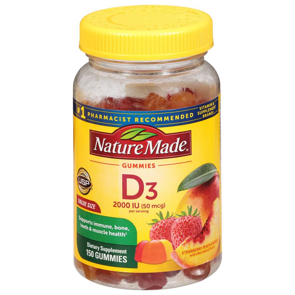 Nature Made 50 Mcg Vitamin D3 Value Size Verity pack Supplement Gummies (150 ct)