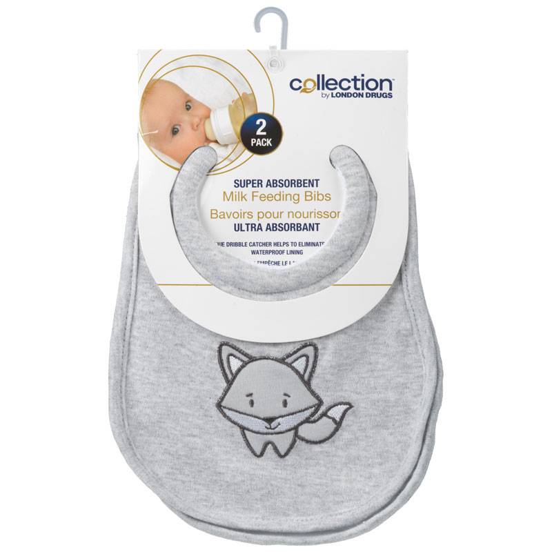 Collection by London Drugs Milk Bibs - 2 pk - Grey