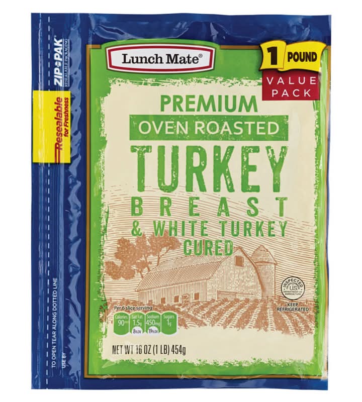 Lunch Mate Premium Oven Roasted Turkey Breast & White Turkey Cured (16 oz)
