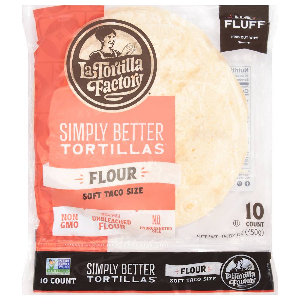 La Tortilla Factory Simply Better Soft Taco Flour Tortillas (15.87 oz, 10 ct)