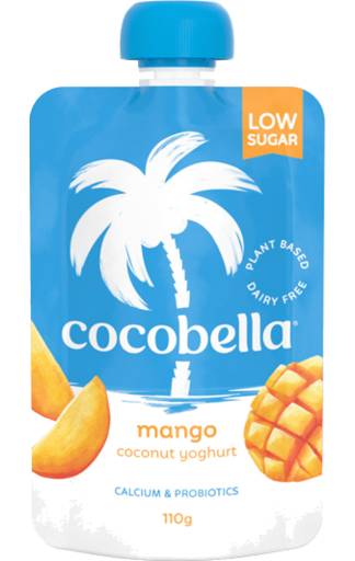 Cocobella Low Sugar Coconut Yoghurt Pouch, Mango (110g)