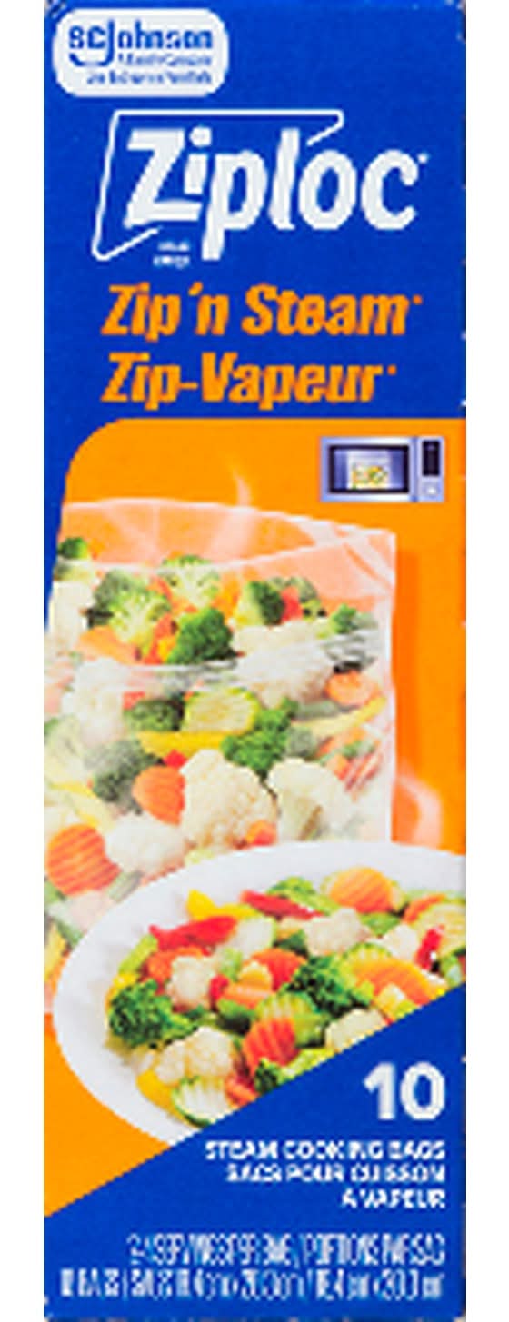 Ziploc Zip’n Steam Food Steamer Bags, 18.4x20.3 cm (10 ct)