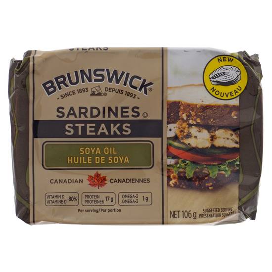 Brunswick Sardines Steaks In Soya Oil (106g)