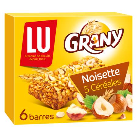 Barres de céréales aux noisettes grany  LU - La boîte de 6 barres - 138g