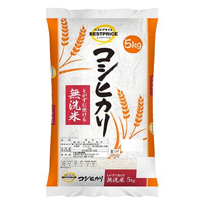 トップバリュ　ベストプライス　無洗米　コシヒカリ　５ｋｇ