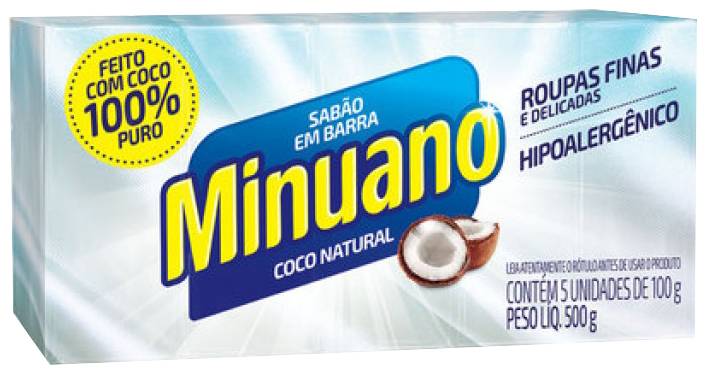 Minuano sabão em barra de coco (500g)
