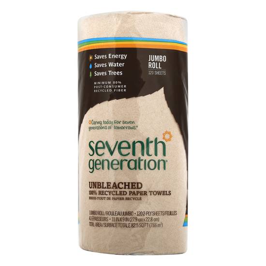 Seventh Generation Unbleached 100% Recycled Paper Towels (1 roll)