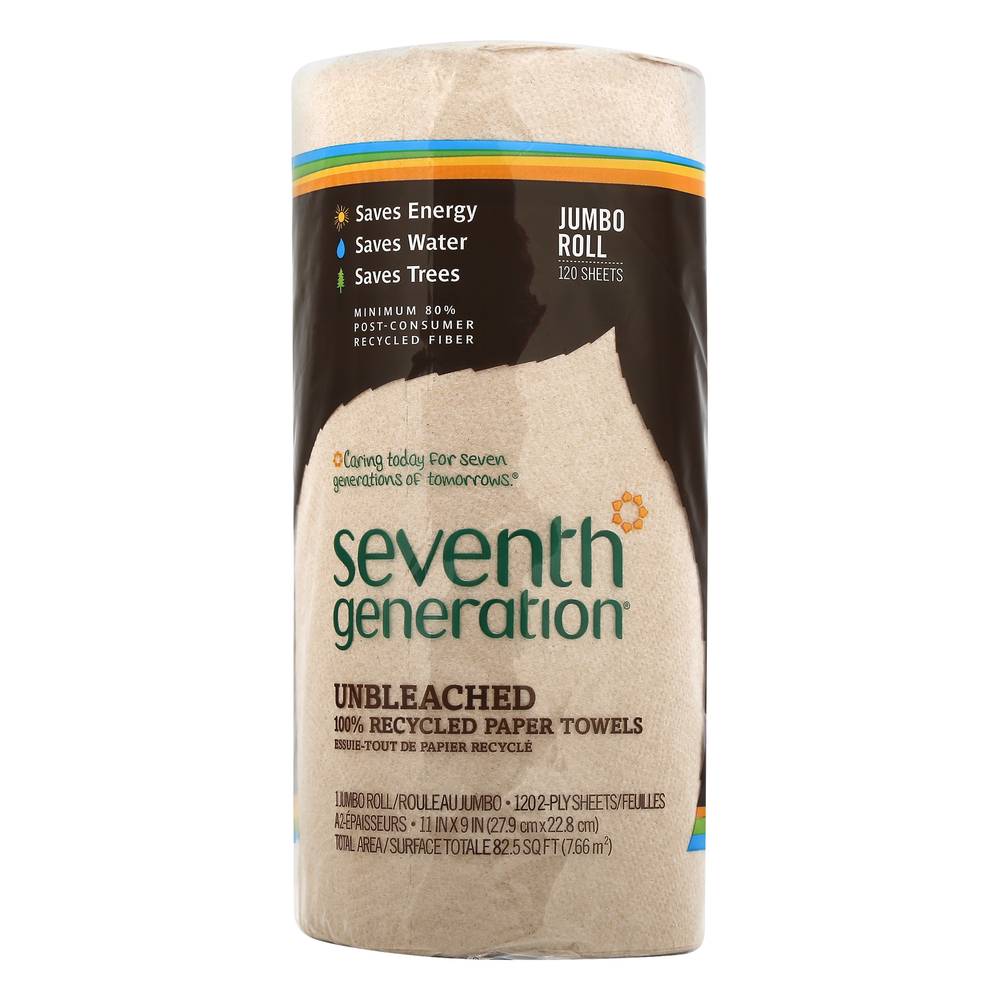 Seventh Generation Unbleached 100% Recycled Paper Towels (120 ct)