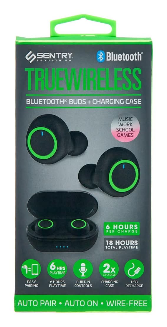 Sentry True Wireless Bluetooth Buds With Charging Case Assorted