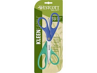 Westcott KleenEarth 8 Stainless Steel Standard Scissors, Assorted Colors, 2/Pack (14882)