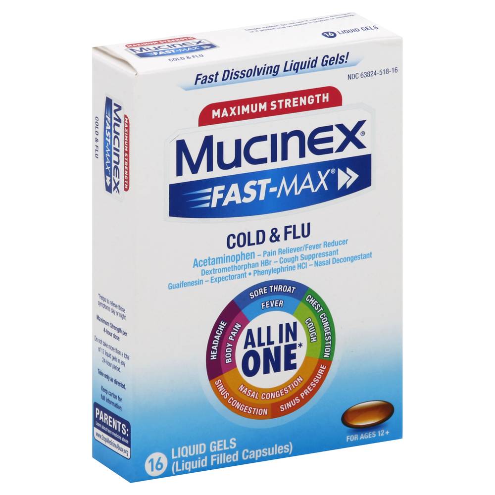 Mucinex Fast-Max All in One Cold & Flu Liquid Gels (16 ct)