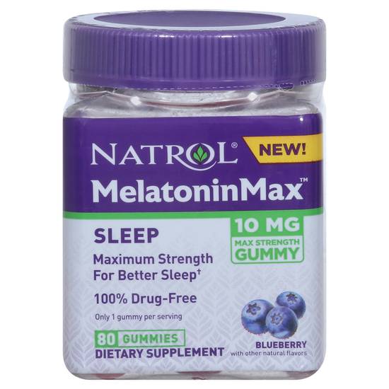 Natrol Melatoninmax 10 mg Maximum Strength Blueberry Sleep Gummies