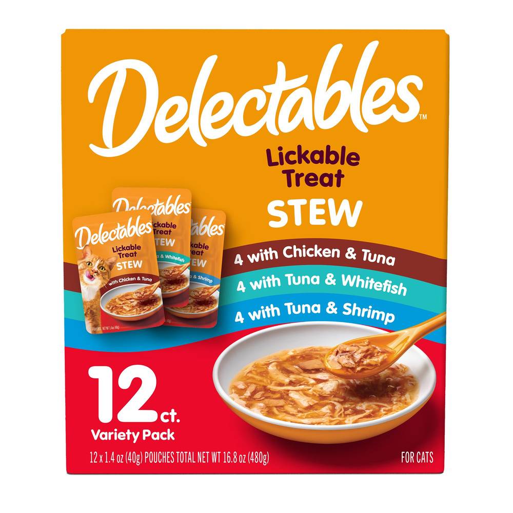 Hartz Delectables Lickable Treats™ Stew Cat Treats - Variety Pack, 12ct (Size: 12 Ct)