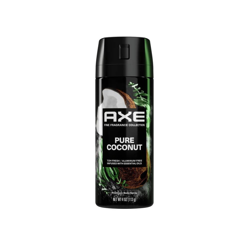 Axe Fine Fragrance Collection Antiperspirant Deodorant Spray, Pure Coconut, Male (4 oz)