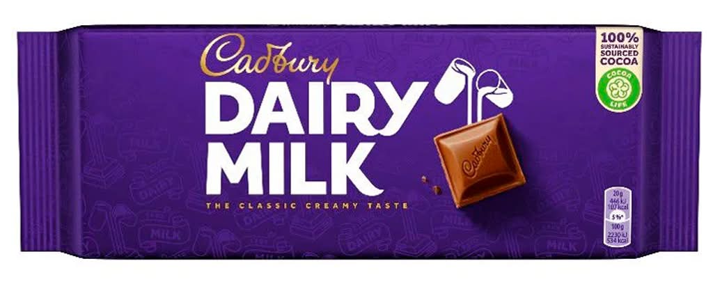Cadbury - Cadbury dairy milk chocolate bar, embalagem de 180g