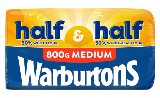 Warburtons Half & Half Medium Bread (800g)