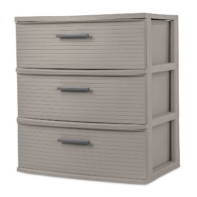 Brightroom 3 Drawer Wide Tower Storage Cabinet (light gray)