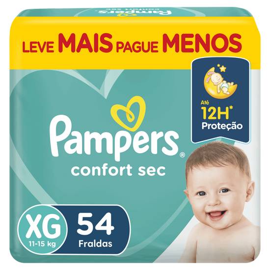 Pampers fralda descartável infantil confort sec xg (54 fraldas)