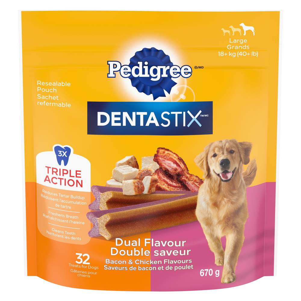 Pedigree Dentastix Oral Care Toy and Mini Breed Adult Dog Treats, Bacon & Chicken (504 g, 84 ct)