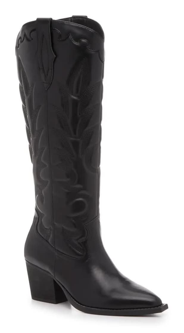 Crown Vintage Sury Cowboy Boot (Black Wide Width, Wide Calf - 6.5)