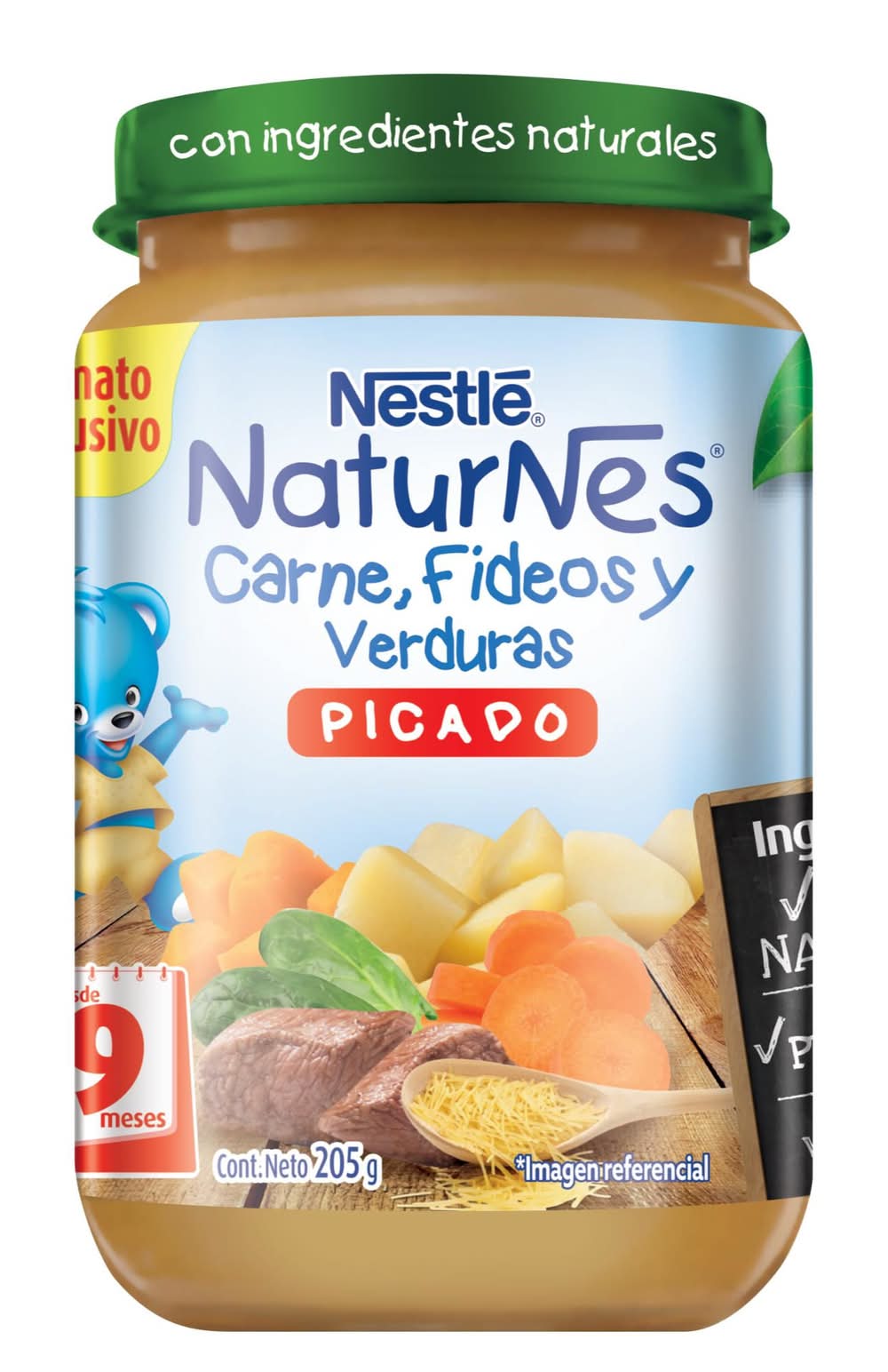 NaturNes · Alimento picado para bebés - Carne-Fideos-Verduras - 9+ Meses (205 g)
