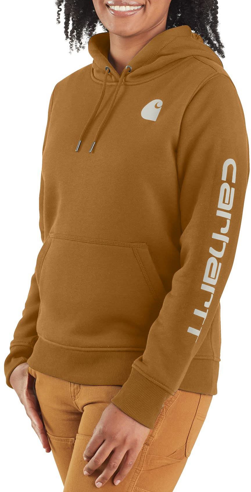 Carhartt Women's Clarksburg Graphic Sleeve Hoodie (Carhartt Brown, L)