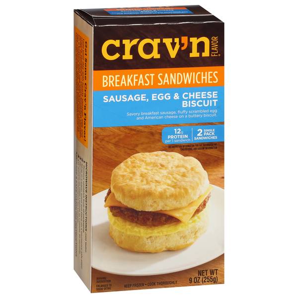 Crav'n Flavor Sausage Egg & Cheese Muffin Breakfast Sandwiches