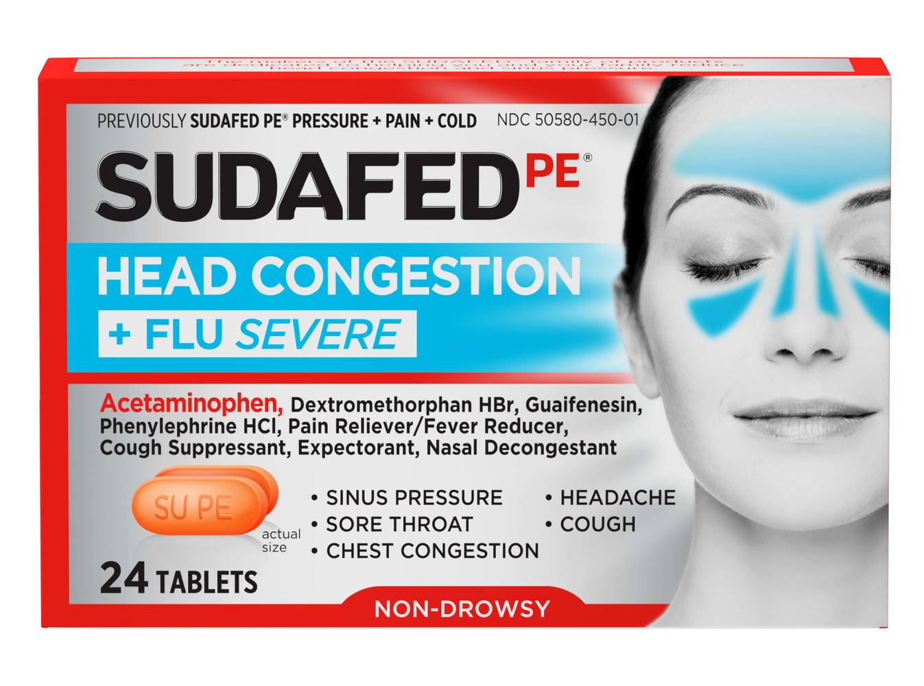 Sudafed PE Head Congestion + Flu Severe Tablets (24 ct)