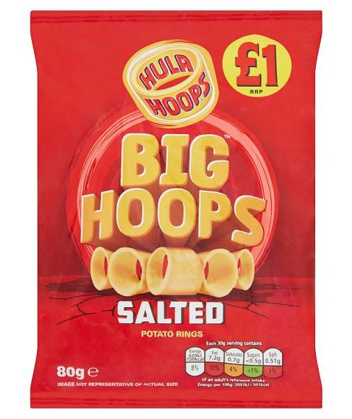 HULA HOOPS ORIGINAL BIG HOOPS  80g £1PM