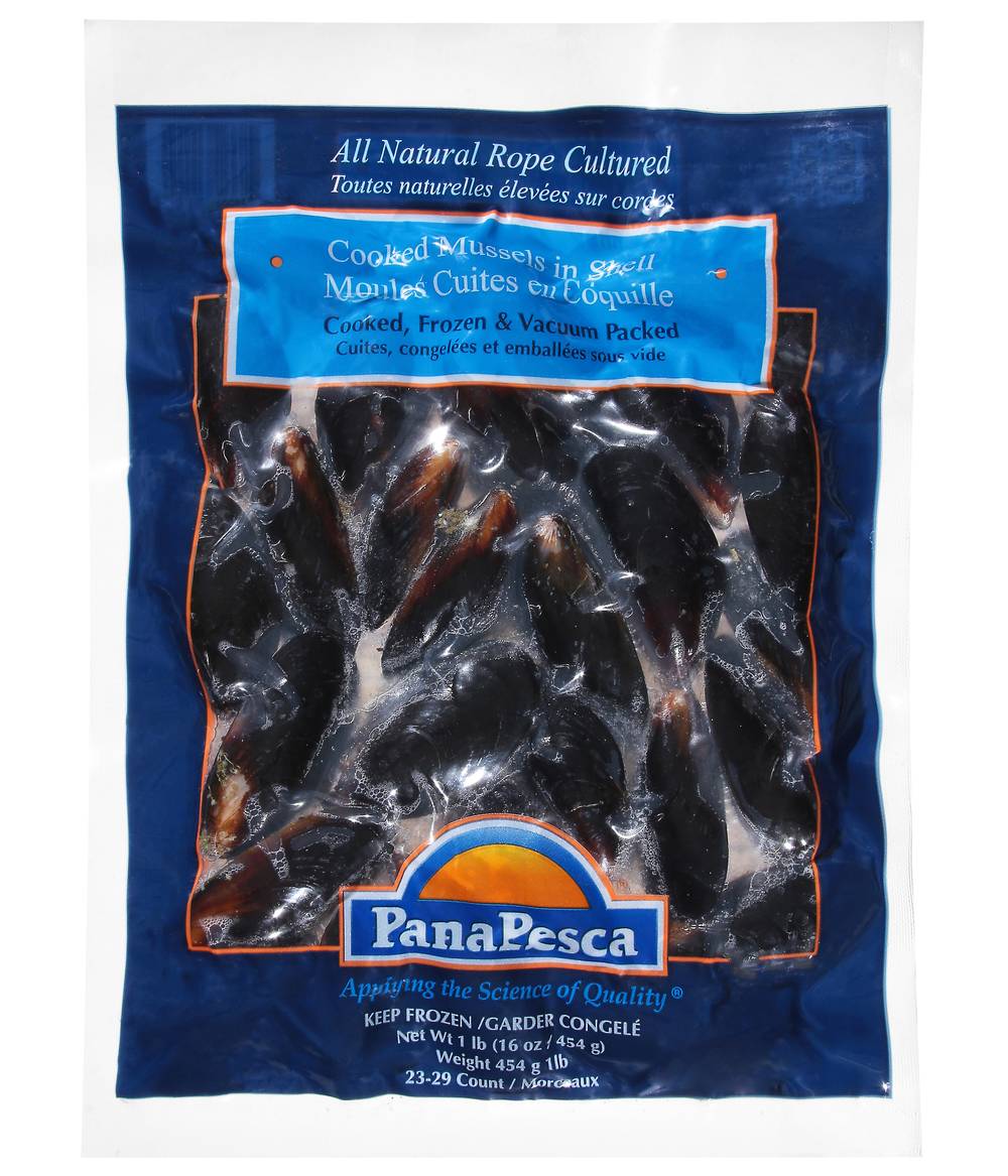 PanaPesca Cooked Blue Mussels in Shell (1 lbs)