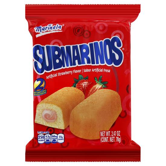 Marinela Submarinos Strawberry Creme Filled Snack Cakes (2 ct)