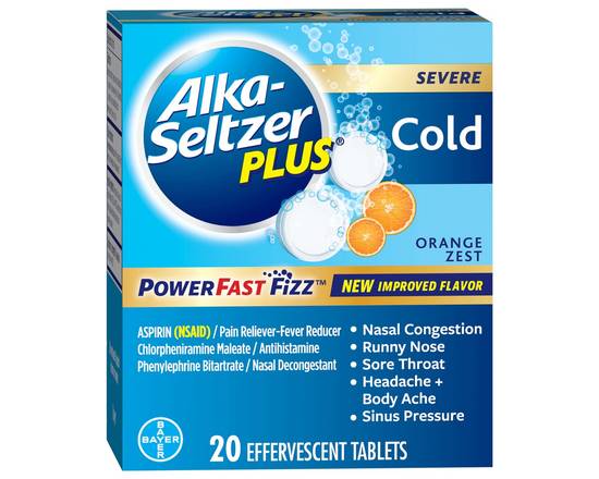 Alka-Seltzer Plus · Severe Cold Orange Zest Effervescent Tablets (20 ct)