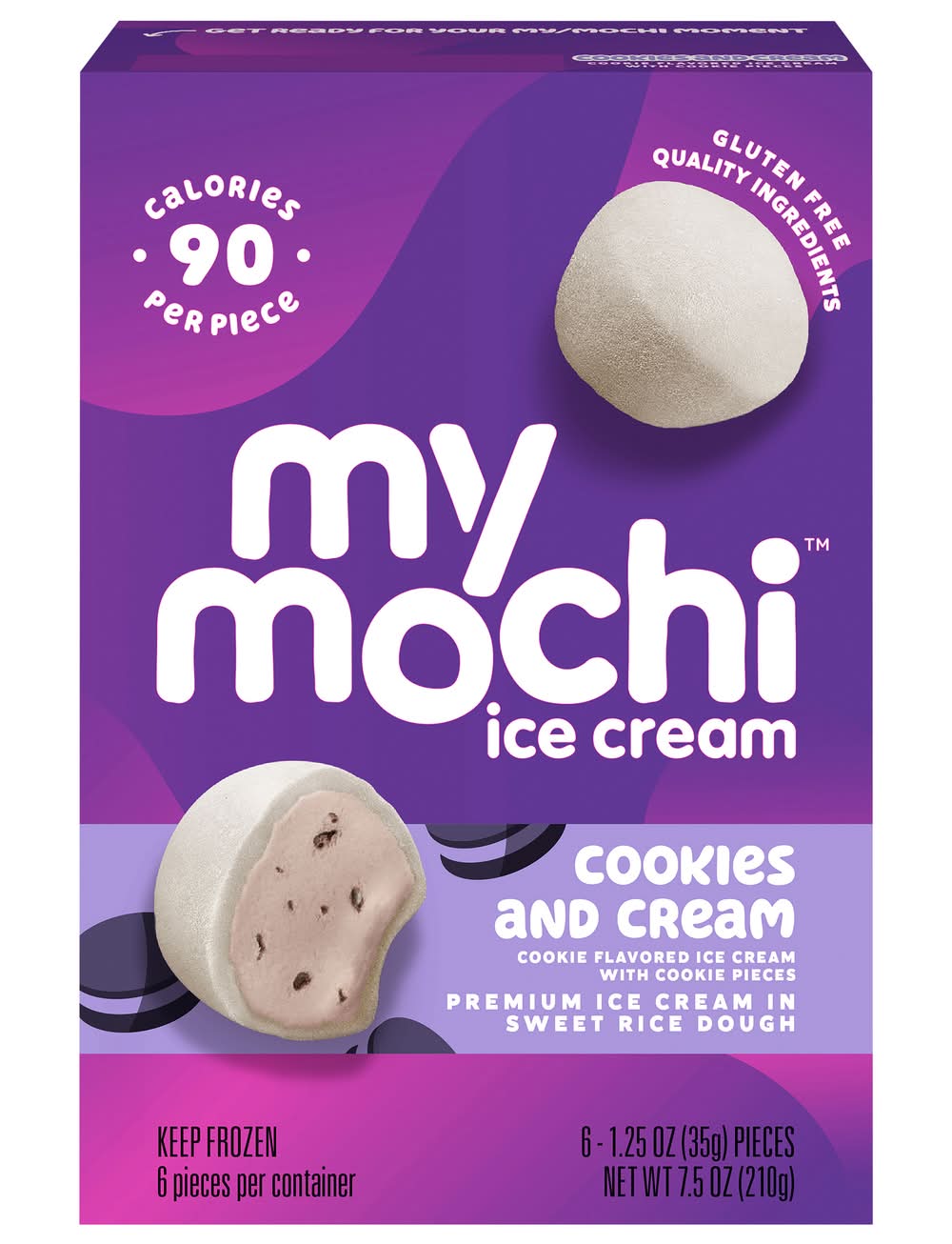 My/Mochi Premium Ice Cream in Sweet Rice Dough, Cookies and Cream (6 x 1.25 oz)