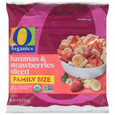 O Organics Strawberries & Bananas Sliced, Family Size (32 oz)