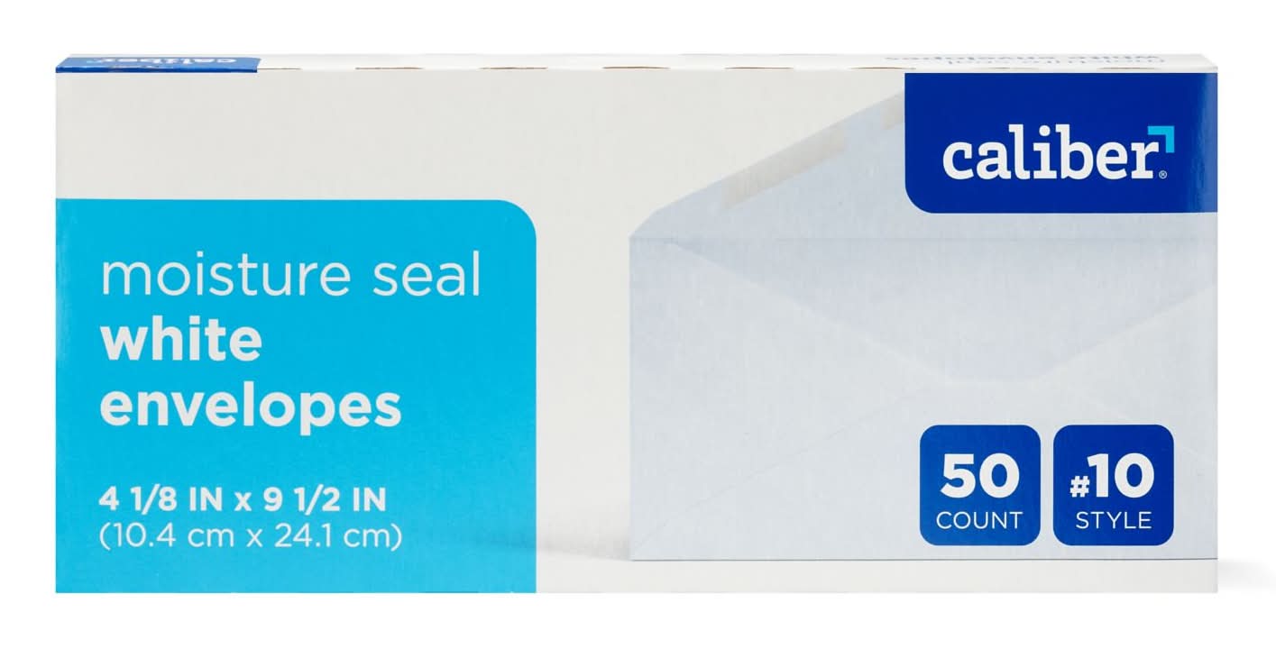 Caliber Envelopes, 4 1/8 Inches x 9 1/2 Inches, Plain White (10 ct)