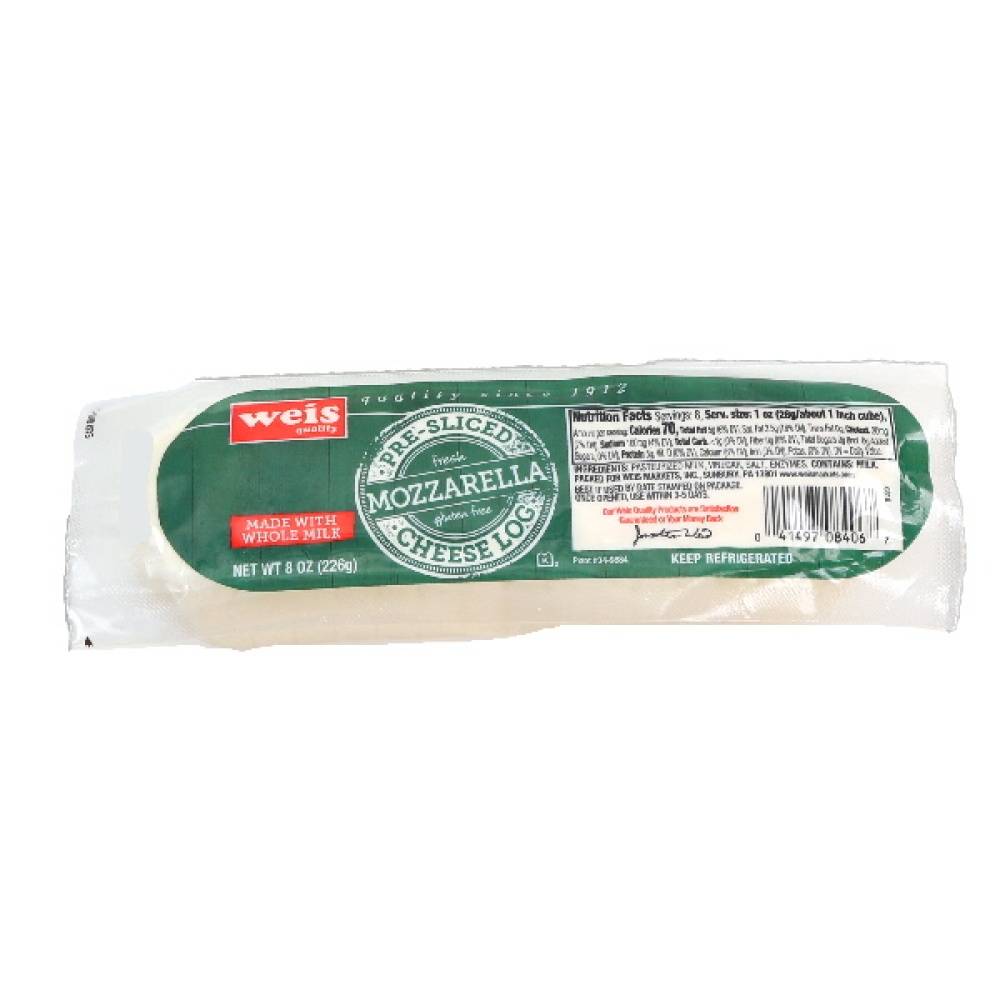 Weis Pre Sliced Whole Milk Mozzarella Cheese Log (8 oz)