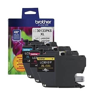 Brother LC30133PKS Cyan/Magenta/Yellow High Yield Ink Cartridge, 3/Pack