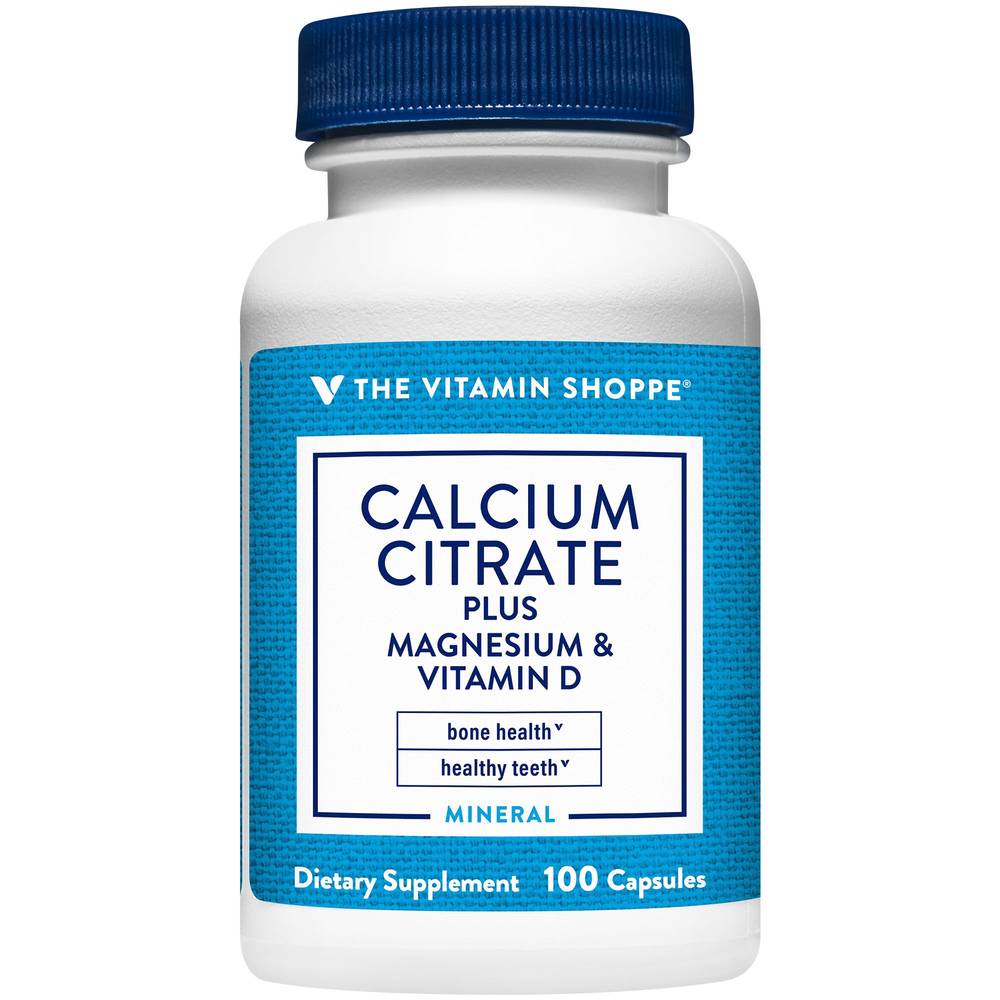 Calcium Citrate With Magnesium & Vitamin D - Supports Healthy Bones & Teeth (100 Capsules)