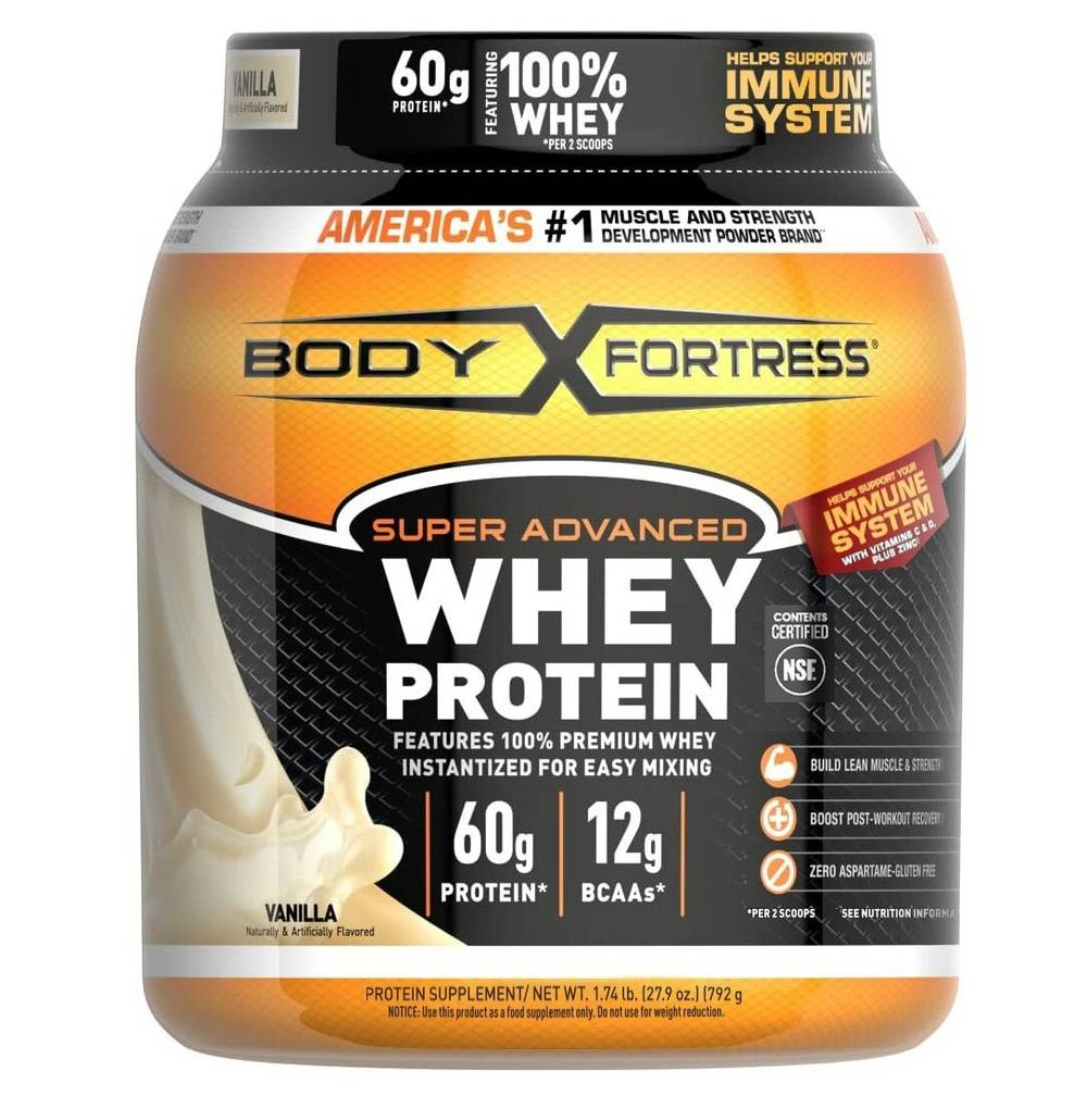 Body Fortress Super Advanced Whey Protein Powder Vanilla, 27.9 OZ