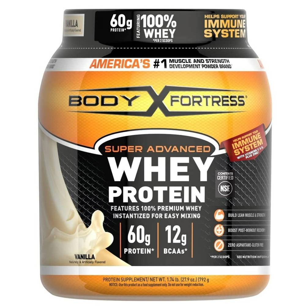 Body Fortress Super Advanced Whey Protein Powder Vanilla, 27.9 Oz