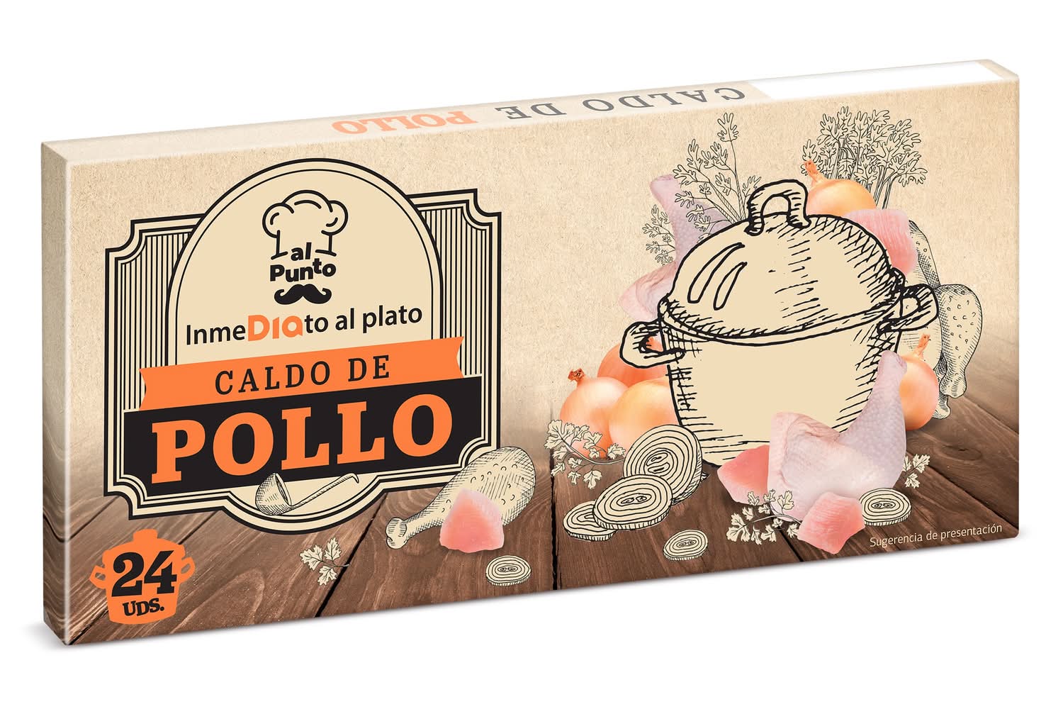 Caldo De Pollo Al Punto Dia Caja 24 Unidades