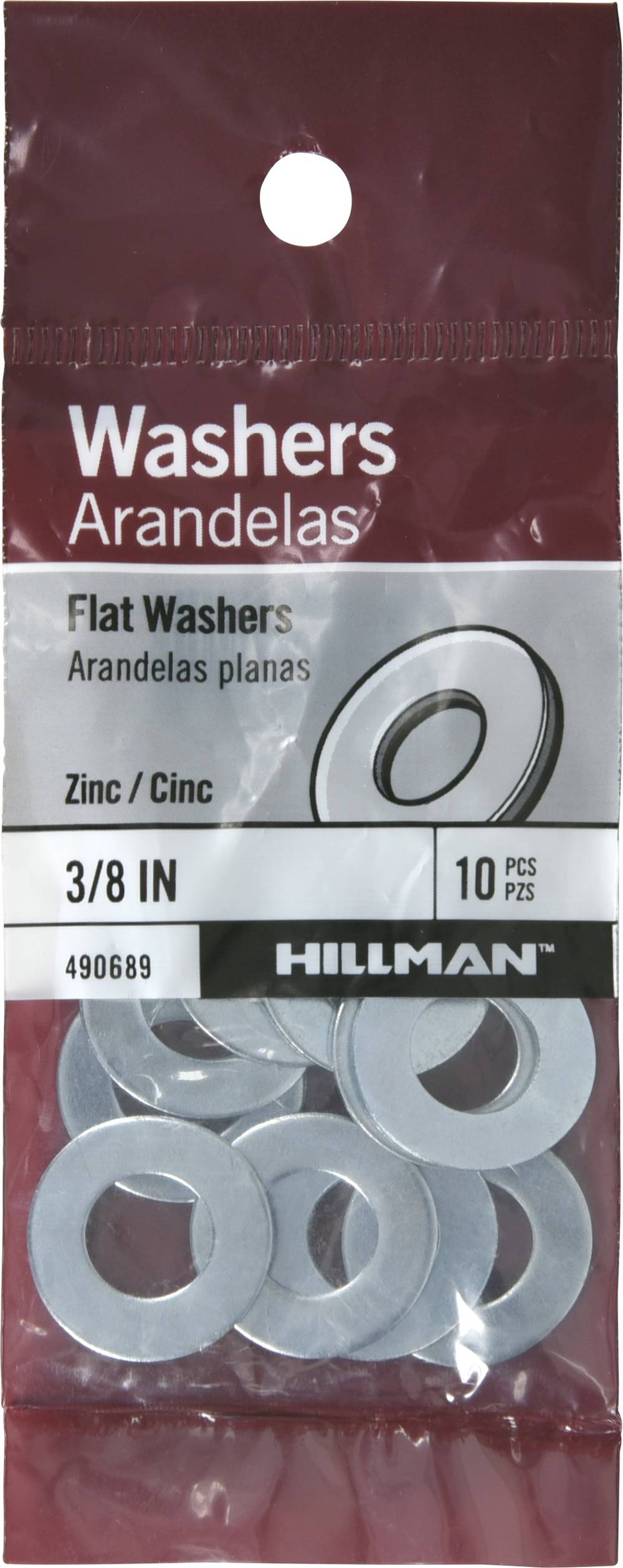 Hillman 3/8-in Zinc-plated Standard Flat Washer 10-Count | 490689