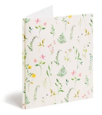 Les Produits U 2-Pocket Fashion Plastic Folder Pressed Botanicals, Cream